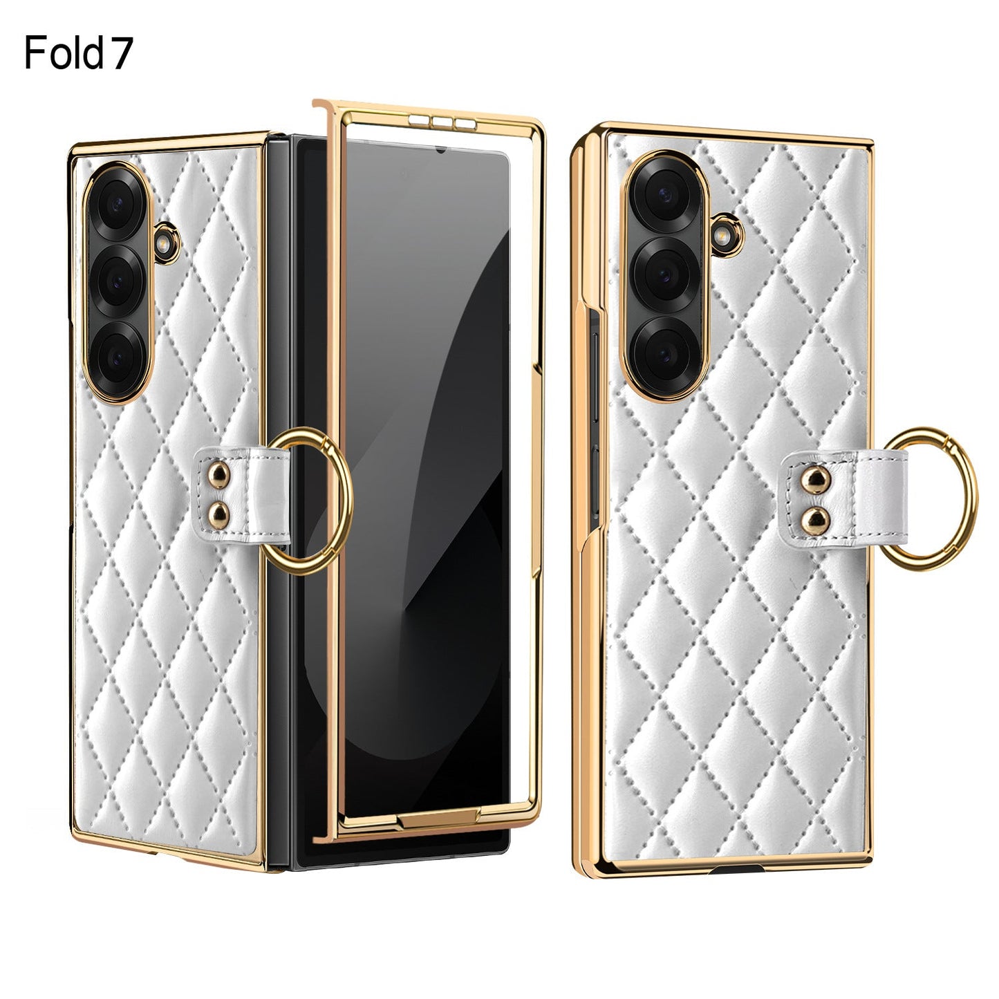 Samsung Fold electroplated ring phone case, Korean style, drop-proof protective case (Exclusive)