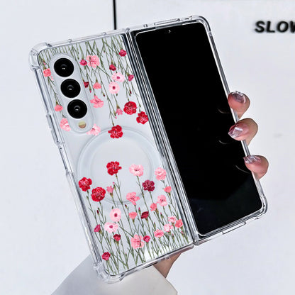 Samsung Fold & Flip Painted European and American Style Anti-Fingerprint Floral Tpu+Pc Two-In-One Phone Case (Exclusive)