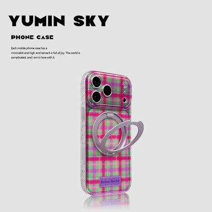 Apple Iphone Colorful Plaid 360-Degree Rotating Stand Case (Exclusive)