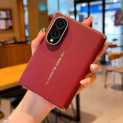 Samsung Fold Electroplated Gold Fashionable Plain Leather Case (Exclusive)