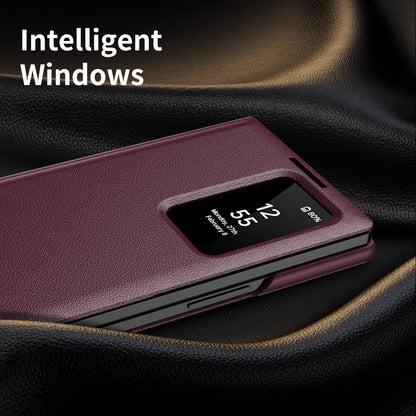 Samsung Fold Series Smart Window Card, Business Leather Case, Flip Cover, Anti-Fall Case (Exclusive)