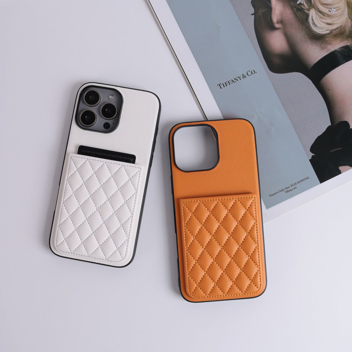 Apple Iphone Lambskin Pu Leather Diamond-Patterned Card Holder Case (Exclusive)
