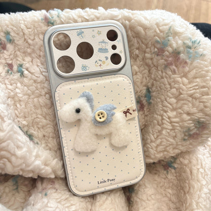 Apple Iphone Korean-Style Ins Leather Polka Dot 3D Pony Case (Exclusive)