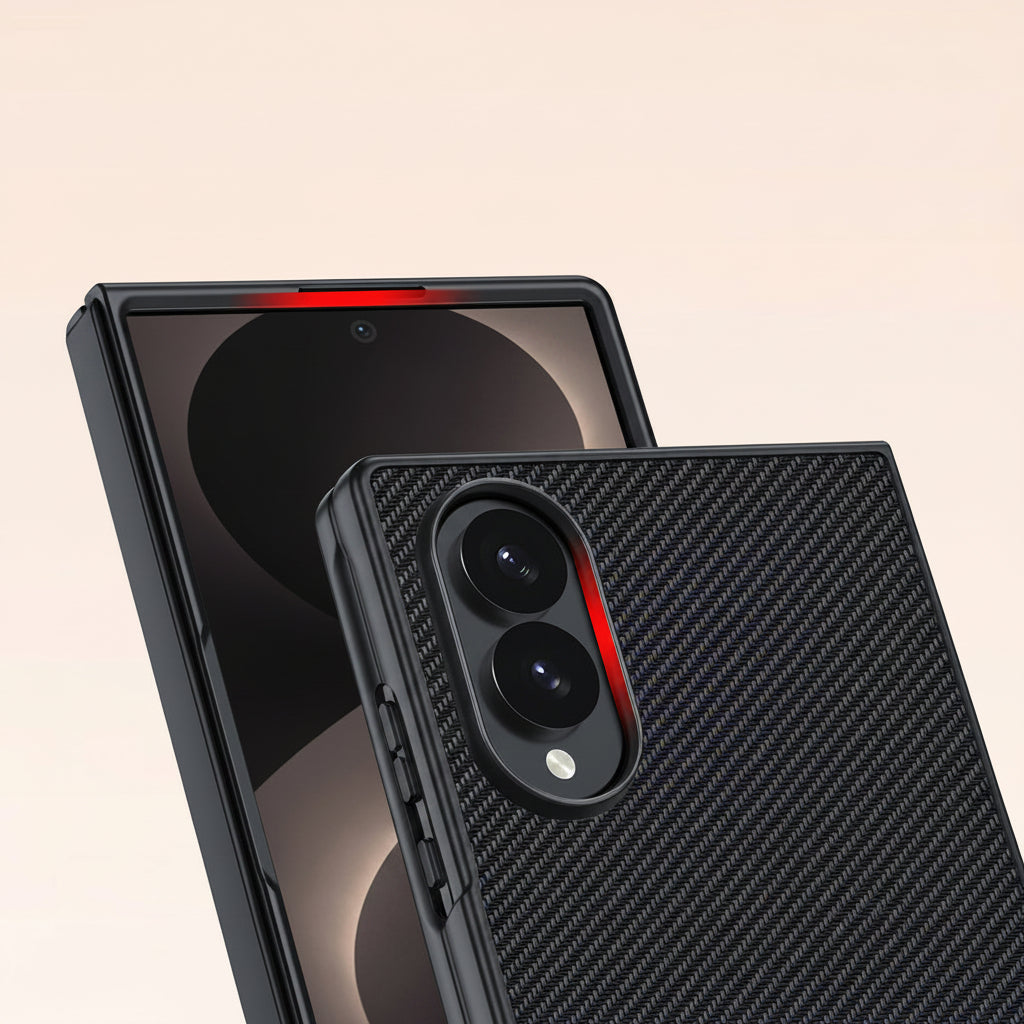 Samsung Fold Carbon Fiber Kevlar Lambskin Leather Foldable Protective Case (Exclusive)