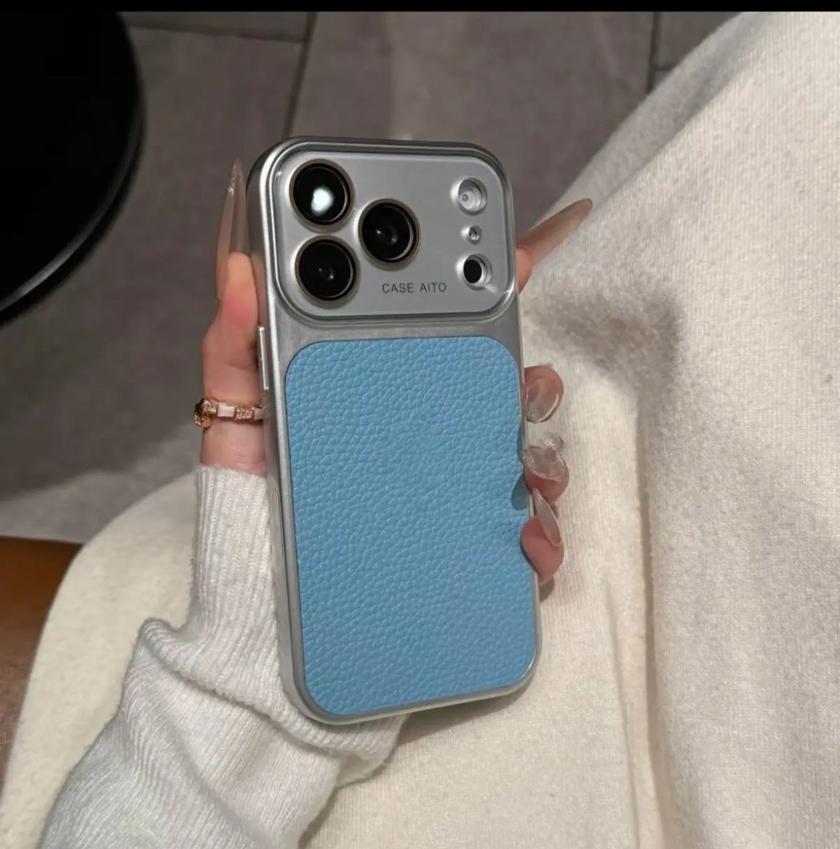 Apple Iphone New Large View Max Lychee Leather Textured Phone case  (Exclusive)