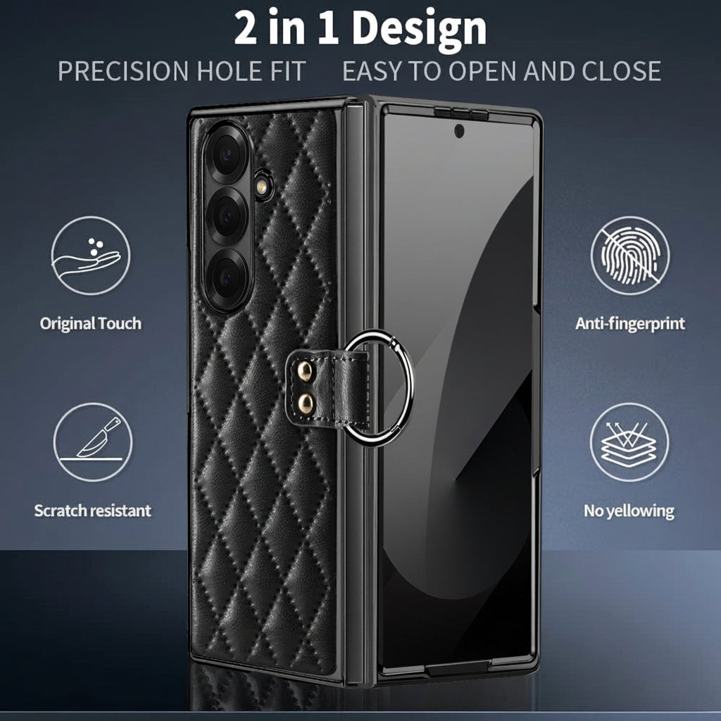 Samsung Fold electroplated ring phone case, Korean style, drop-proof protective case (Exclusive)