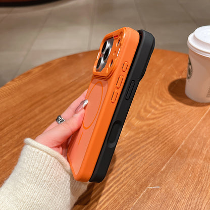 Apple Iphone Color Block Magnetic Skin Feel Frosted Cover  (Exclusive)