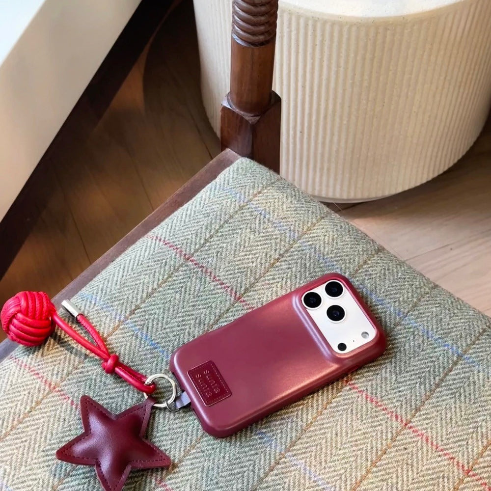 Apple Iphone Leather Star Pendant Mobile Phone Case (Exclusive)