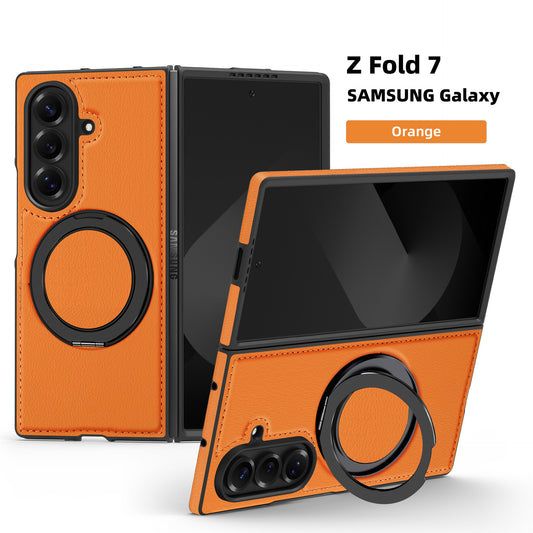 Samsung Fold & Flip Series off Stacked Mobile Phone Case Yashi Leather Texture 360 Magnetic Rotating Stand (Exclusive)