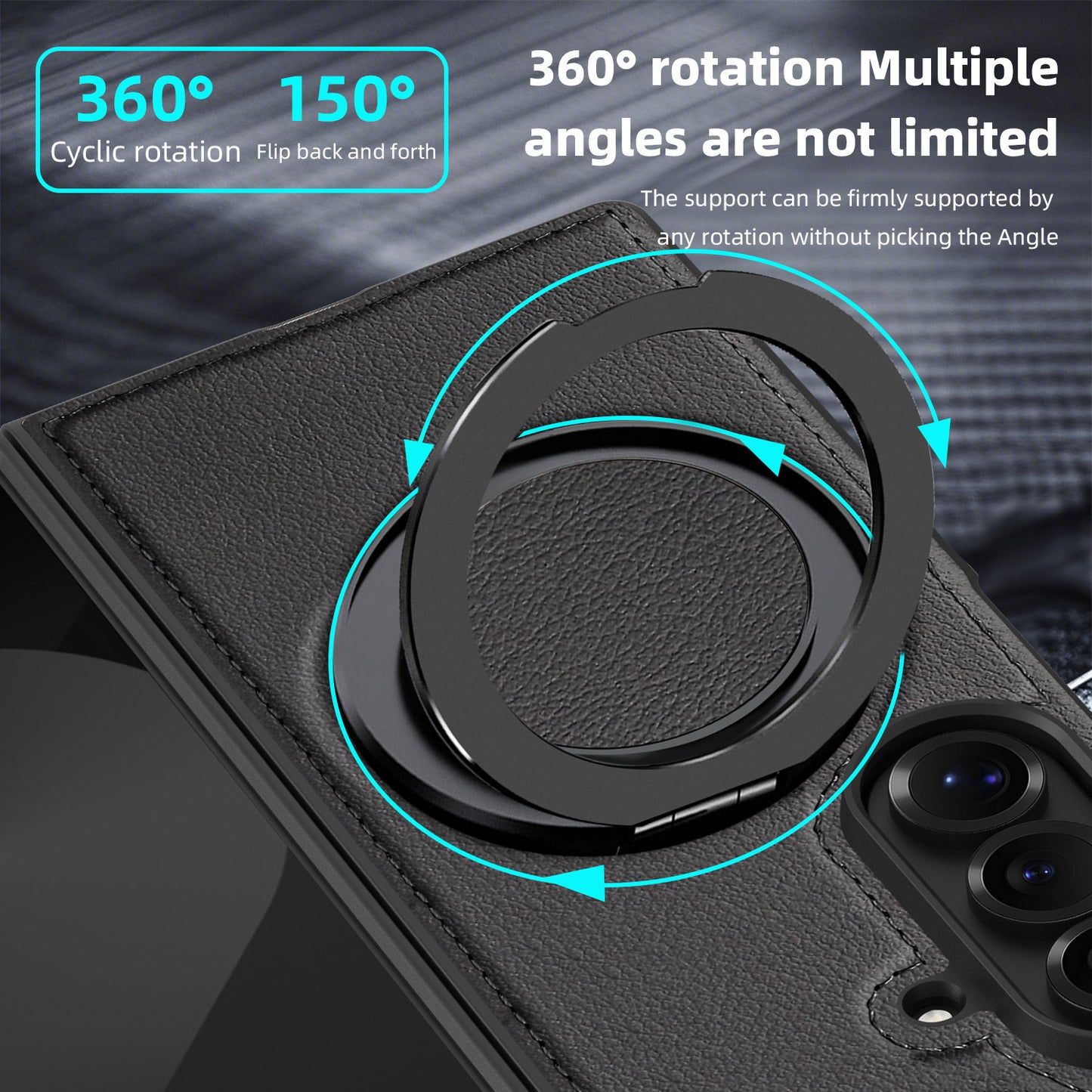 Samsung Fold & Flip Series off Stacked Mobile Phone Case Yashi Leather Texture 360 Magnetic Rotating Stand (Exclusive)