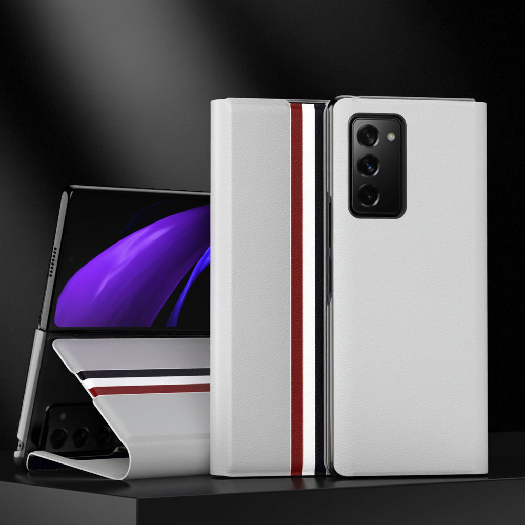 Samsung Z fold series covers With Leather Texture and Stand  (Exclusive)