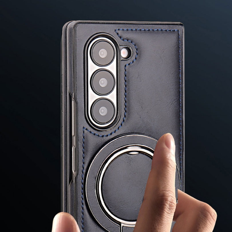 Samsung Fold series Racket Holder Galaxy Magnetic  Creative Men's Leather Case (Exclusive)