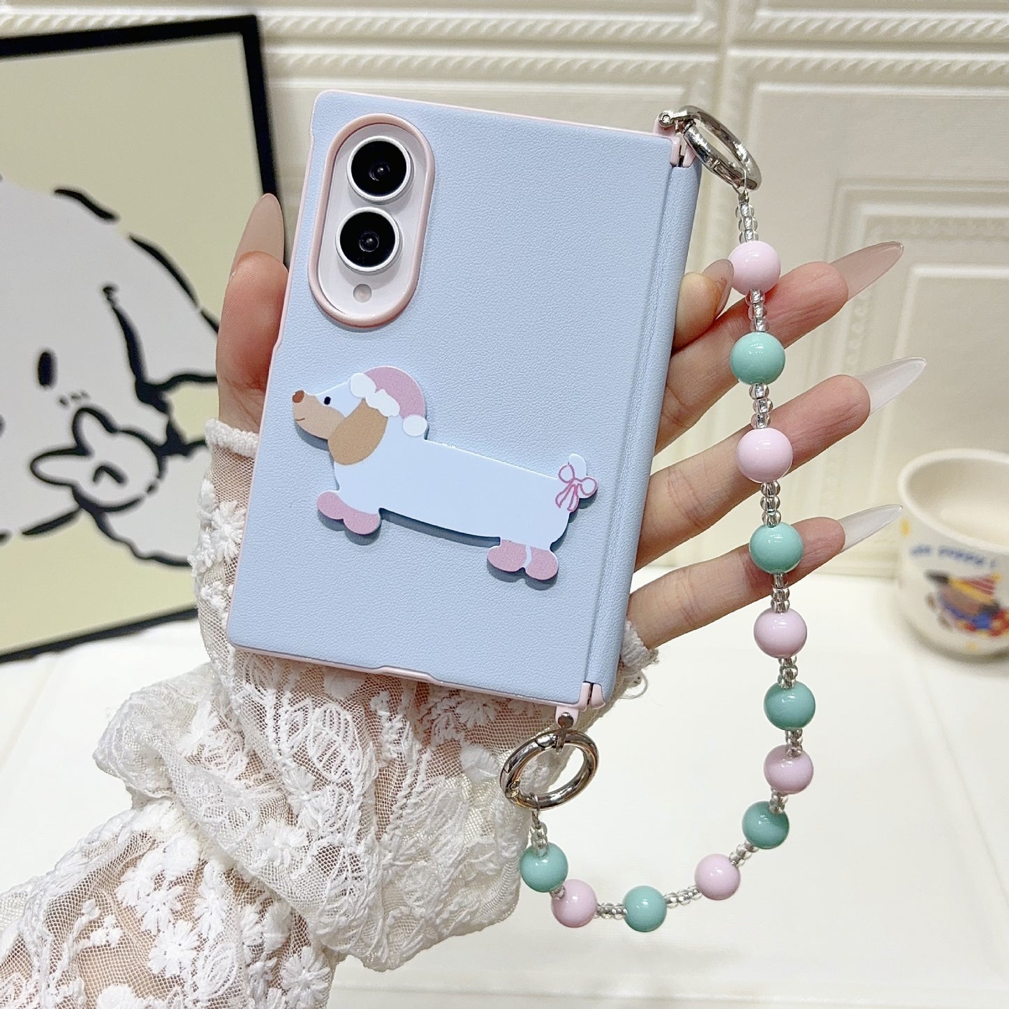 Samsung Fold series cartoon style buckle, central axis, carrying strap, protective Case (Exclusive)