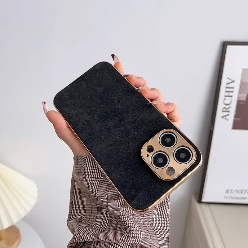Apple Iphone Lambskin Electroplated Anti-Fall High-End Leather Protective Case (Exclsuive)