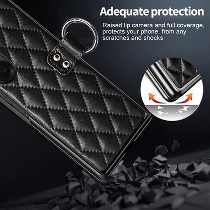 Samsung Fold electroplated ring phone case, Korean style, drop-proof protective case (Exclusive)