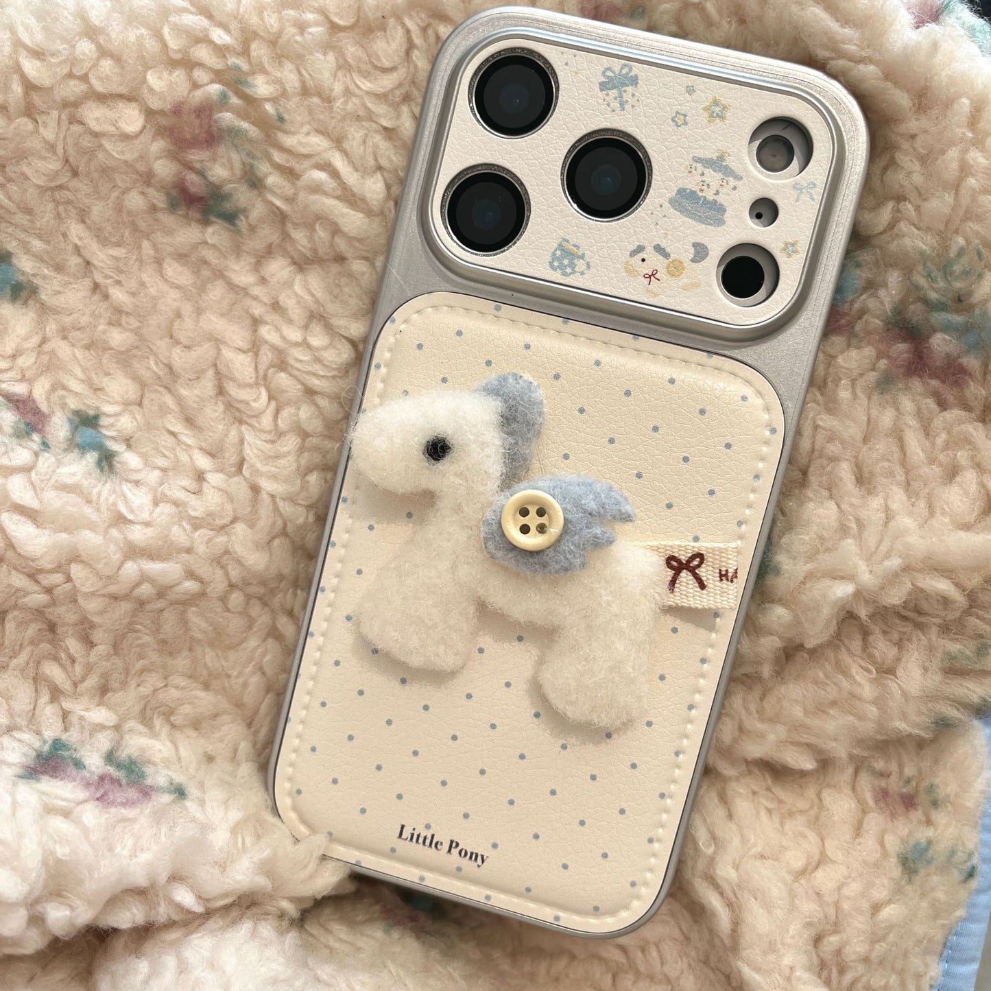Apple Iphone Korean-Style Ins Leather Polka Dot 3D Pony Case (Exclusive)