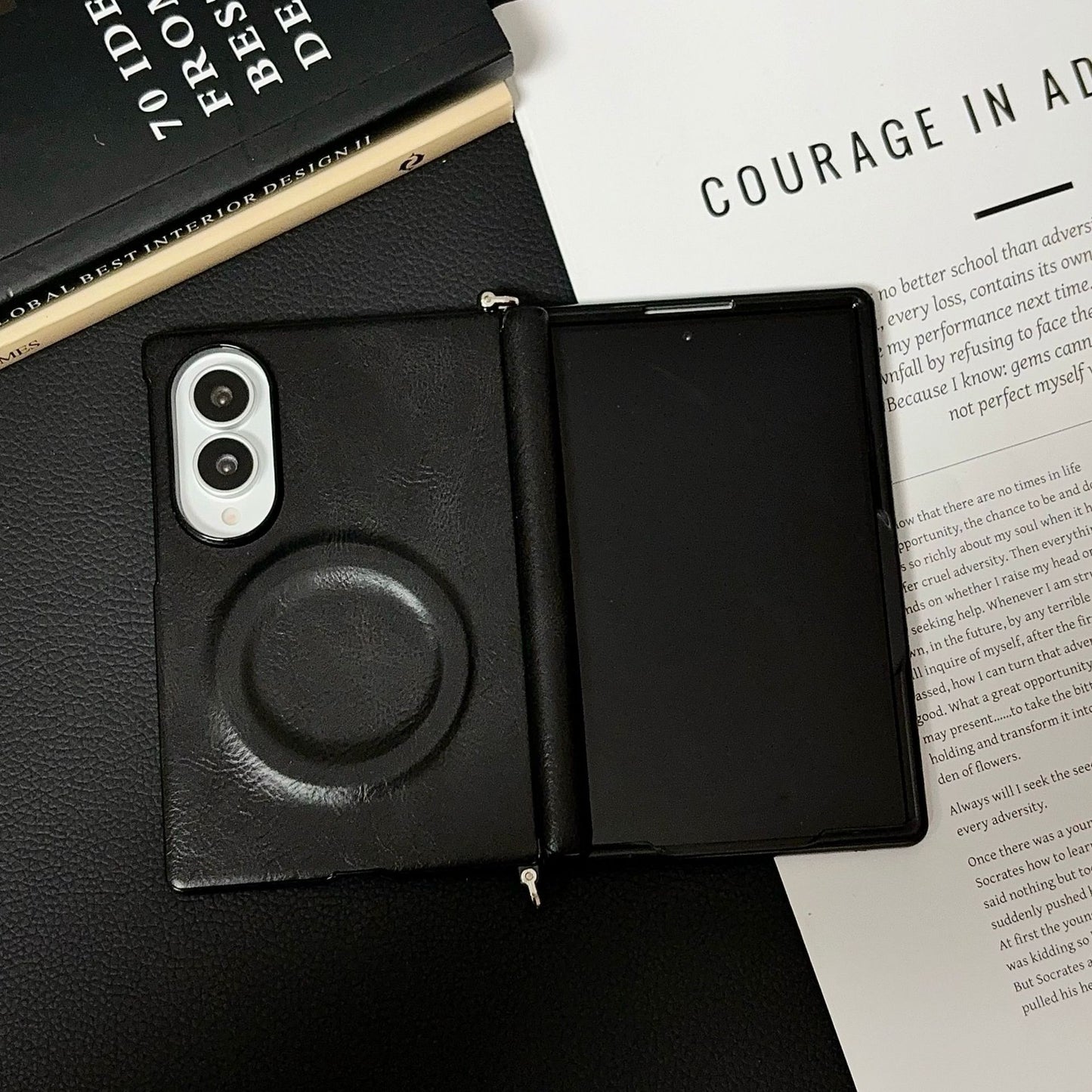 Samsung Fold series wide folding crazy horse phone case (Exclusive)