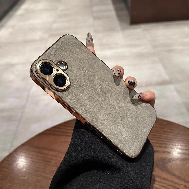 Apple Iphone Lambskin Electroplated Anti-Fall High-End Leather Protective Case (Exclsuive)