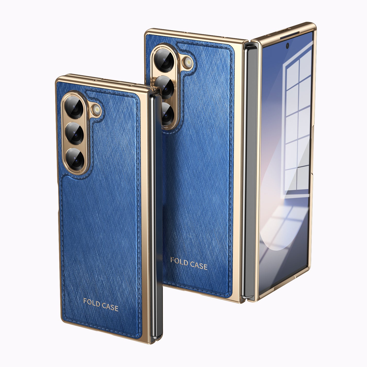 Samsung Fold series Leather Texture Gold-Plated Electroplated Folding Phone Case (Exclusive)