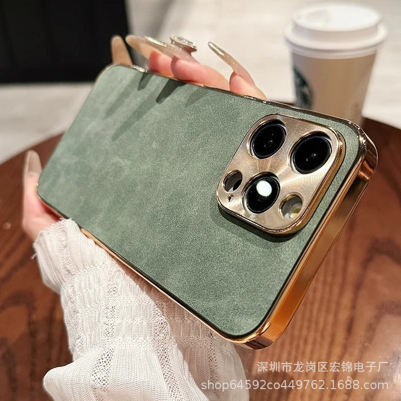 Apple Iphone Lambskin Electroplated Anti-Fall High-End Leather Protective Case (Exclsuive)