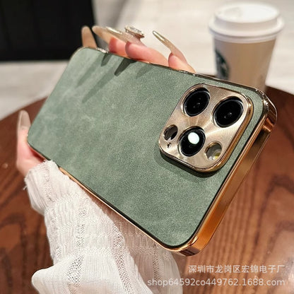 Apple Iphone Lambskin Electroplated Anti-Fall High-End Leather Protective Case (Exclsuive)