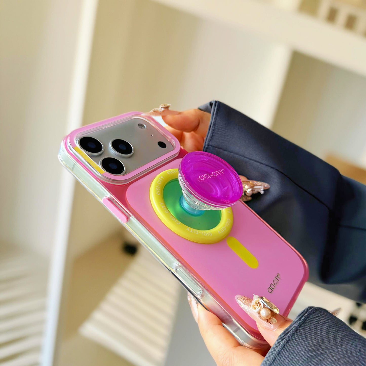 Apple Iphone Macaron High-End Laser Pure Magnetic Suction Holder Case (Exclusive)