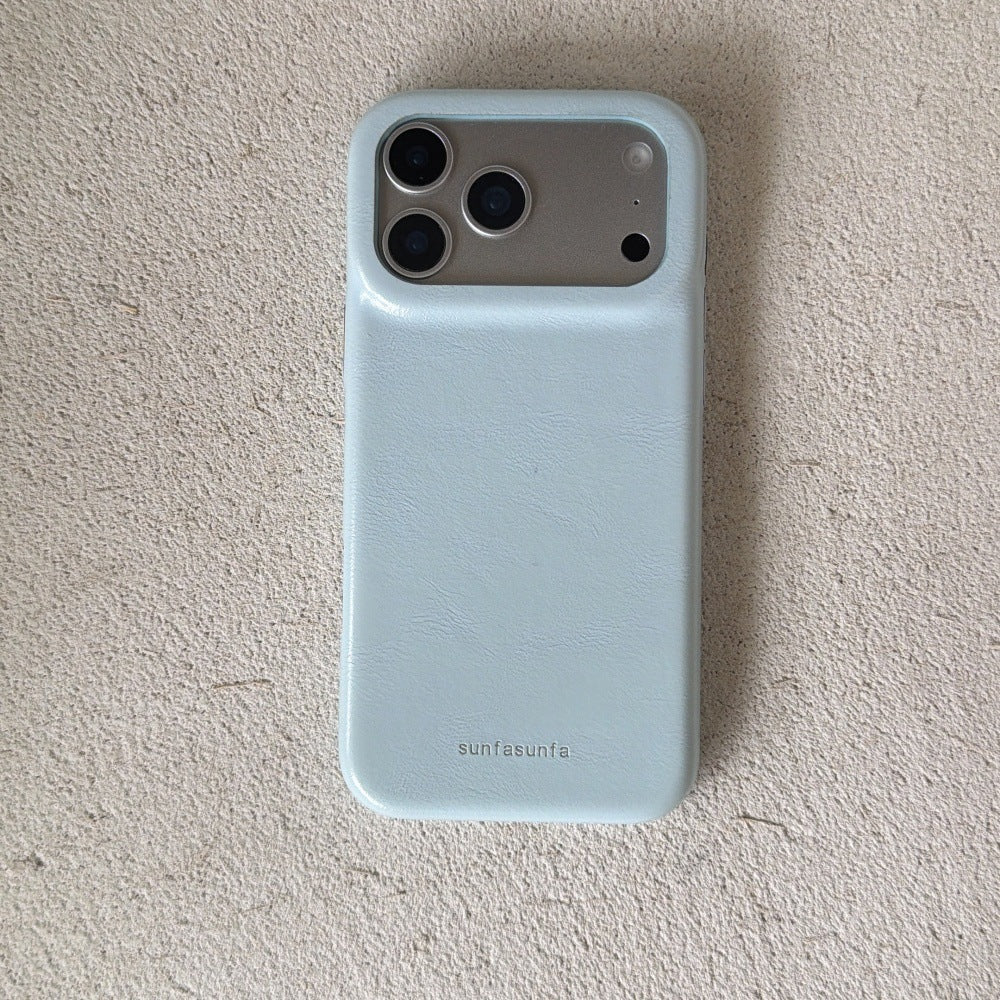 Apple Iphone Simple Solid Color Leather Texture Case (Exclusive)