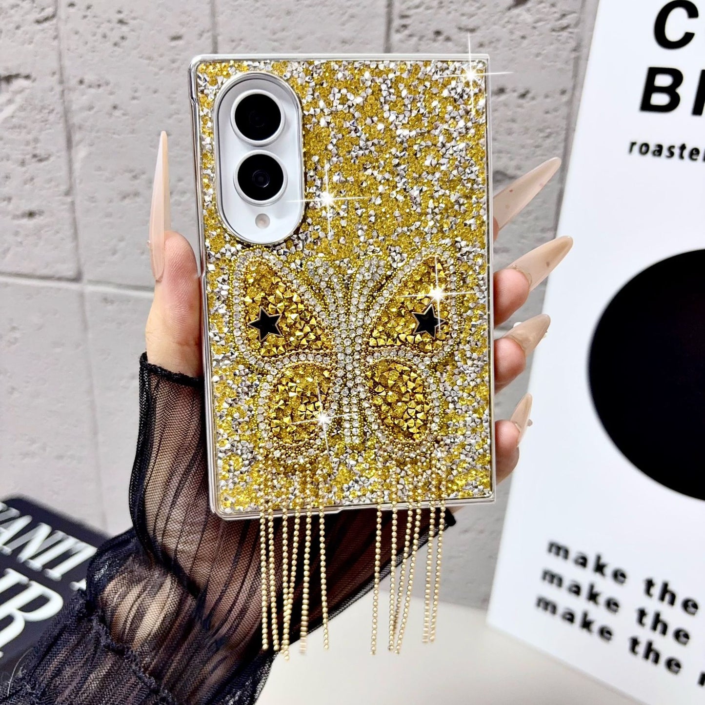 Samsung Fold & Flip series electroplated quicksand butterfly diamond folding Case (Exclusive)