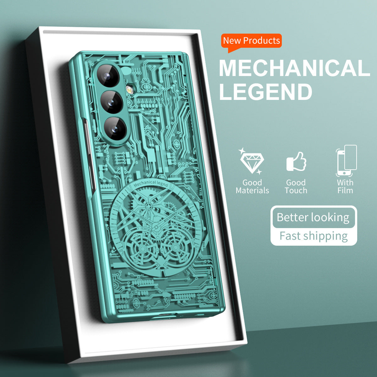 Samsung Z Fold Stacked Screen Electroplated Mechanical Gear Shell Film Cover  (Exclusive)