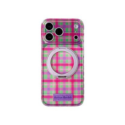 Apple Iphone Colorful Plaid 360-Degree Rotating Stand Case (Exclusive)