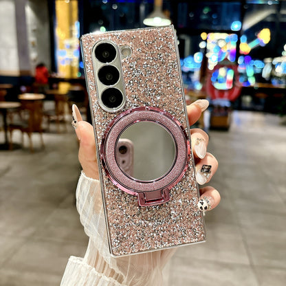 Samsung Fold Electroplated Flash Diamond Mirror Stand Folding Case (Exclusive)