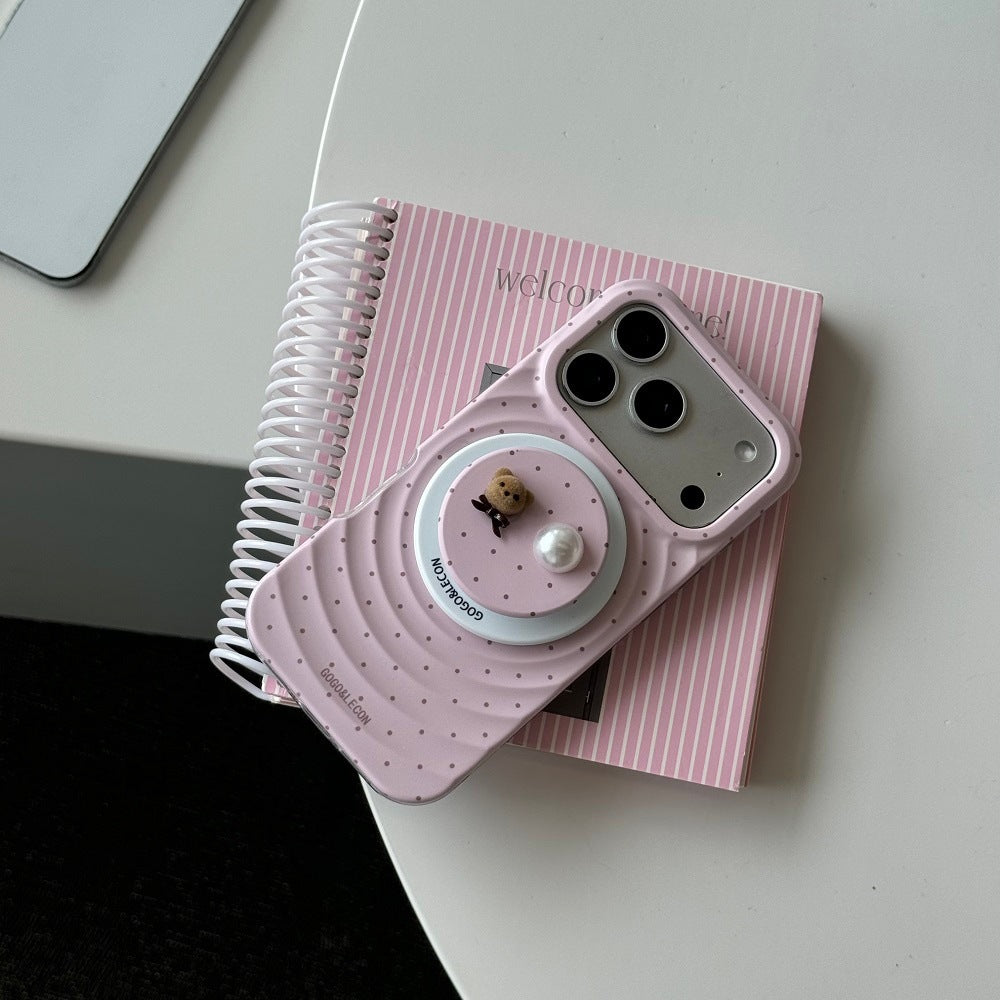 Apple Iphone Wave-Pattern Pink Polka Dot Phone Case (Exclusive)
