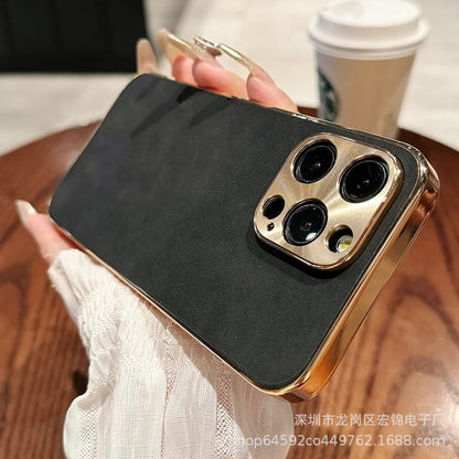 Apple Iphone Lambskin Electroplated Anti-Fall High-End Leather Protective Case (Exclsuive)
