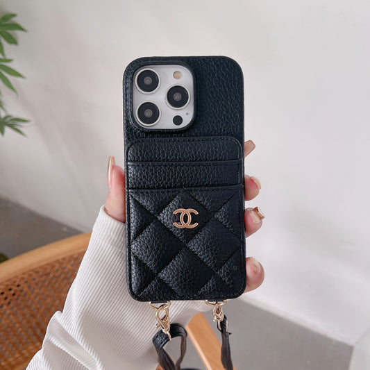 Apple Tweed Style Card Diagonal Leather Halter Case (Exclusive)