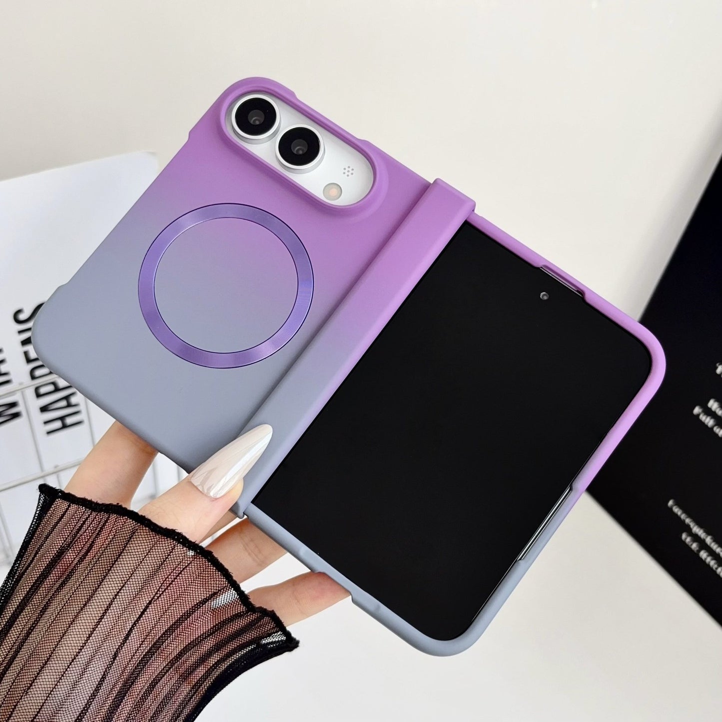 Apple Iphone Ultra Fold Liquid gradient magnetic folding three-piece case (Exclusive)