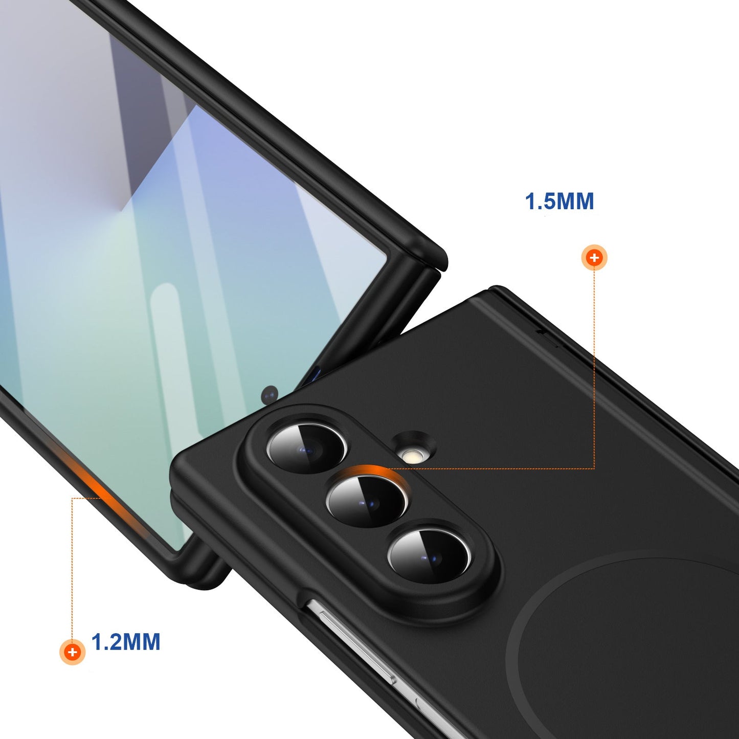 Samsung Z Fold series foldable with a skin-feel, thin magnetic closure and full coverage, including a central axis protective case (Exclusive)