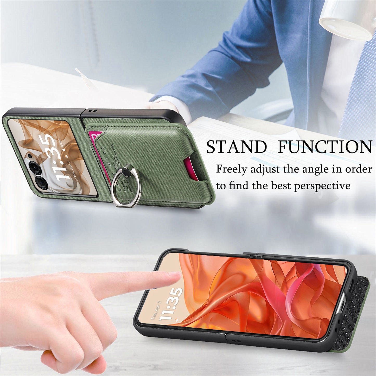 Samsung Z Flip Leather texture Pocket Case (Exclusive)