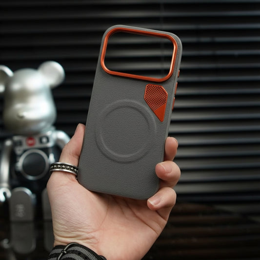 Apple Iphone Gold Armor Magnetic Cooling High-End Plain Leather Case (Exclusive)