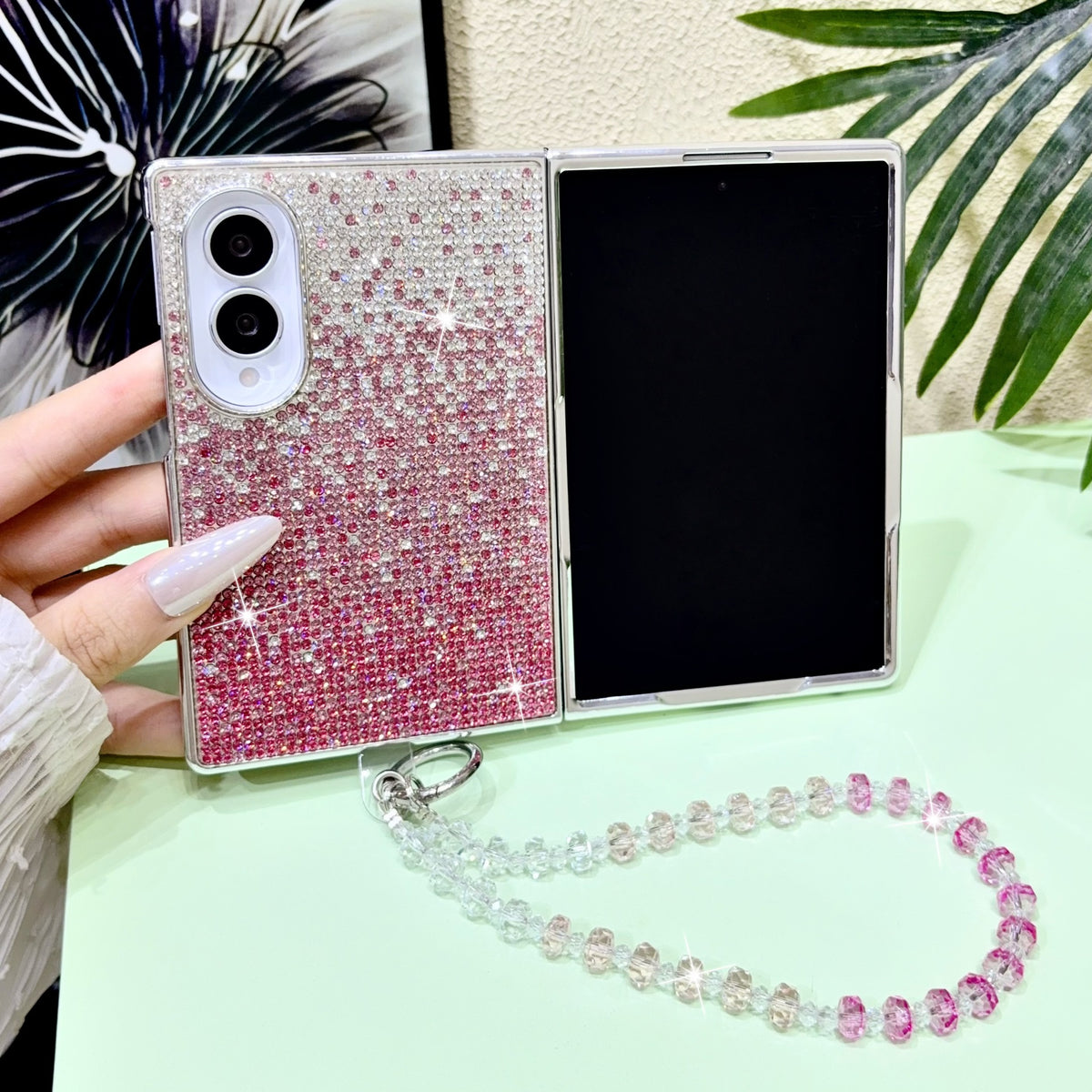 Samsung Fold electroplated gradient bracelet  diamond folding case (Exclusive)