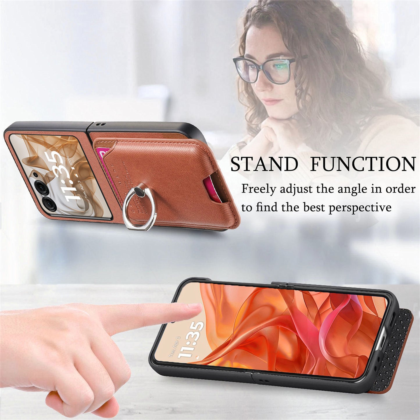 Samsung Z Flip Leather texture Pocket Case (Exclusive)