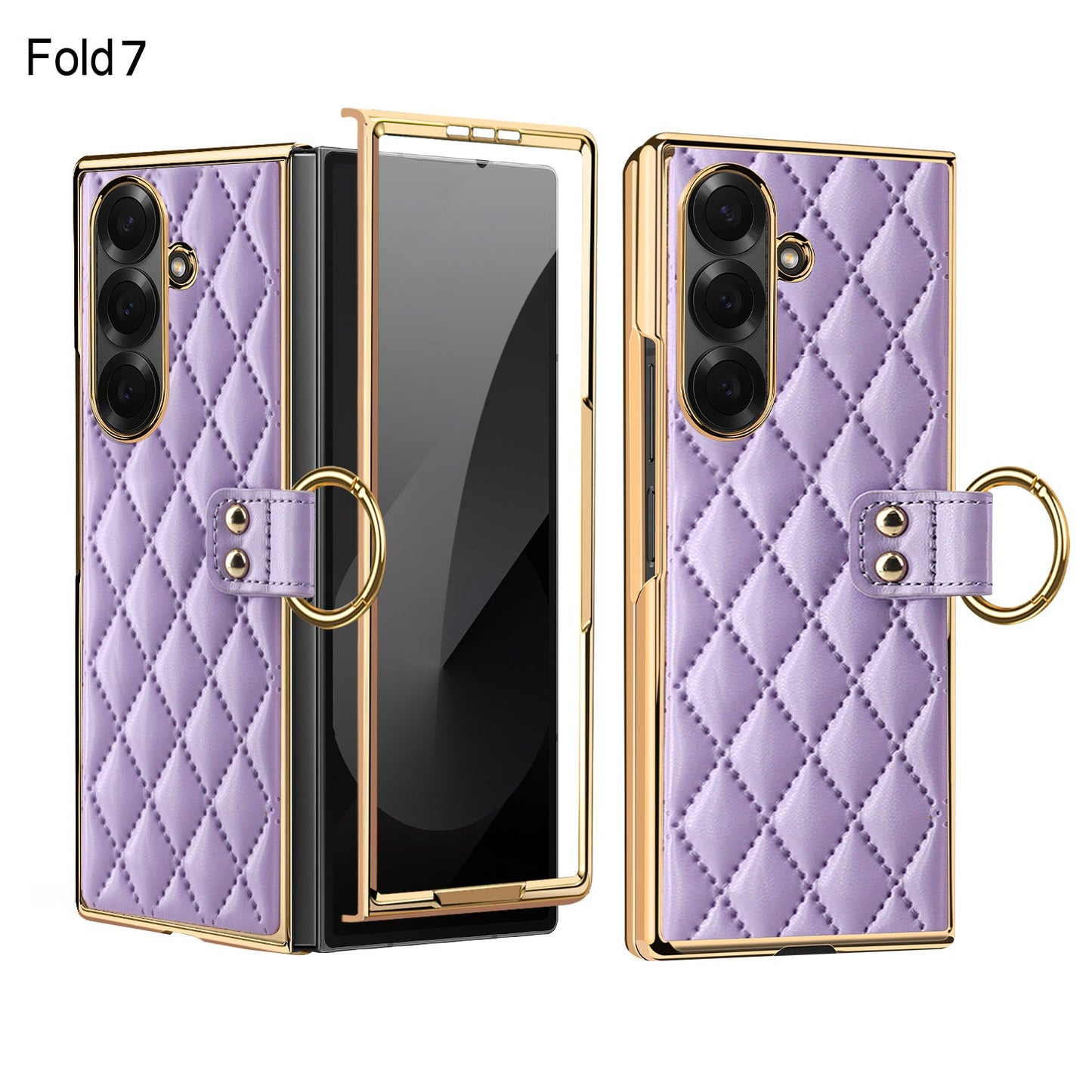 Samsung Fold electroplated ring phone case, Korean style, drop-proof protective case (Exclusive)