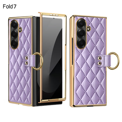 Samsung Fold electroplated ring phone case, Korean style, drop-proof protective case (Exclusive)
