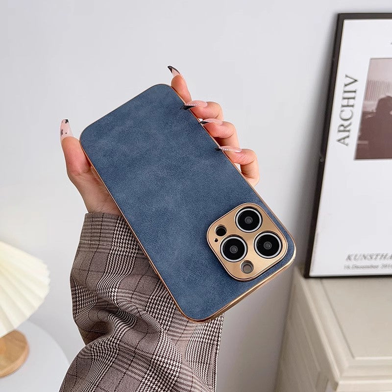 Apple Iphone Lambskin Electroplated Anti-Fall High-End Leather Protective Case (Exclsuive)