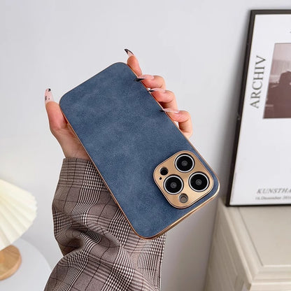 Apple Iphone Lambskin Electroplated Anti-Fall High-End Leather Protective Case (Exclsuive)