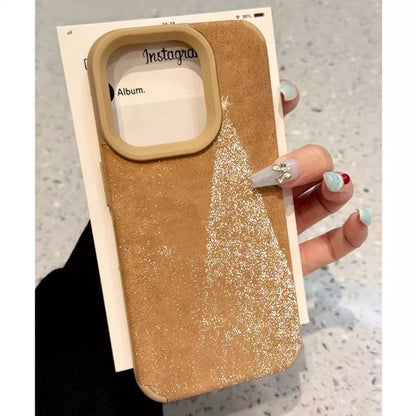 Apple Iphone White Dot Christmas Tree Suede Case (Exclusive)