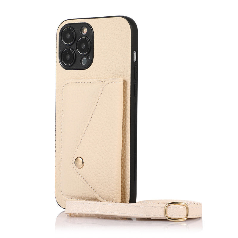 Apple iphone Creative Card-Insert Wallet Leather Case with Lanyard Case (Exclusive)