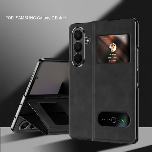 Samsung Fold Series Dual-Window Luxury Nappa Texture Magnetic Protective Case (Exclusive)