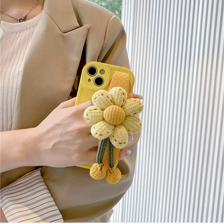 Apple Iphone Lemon yellow flower wristband lanyard Case (Exclusive)