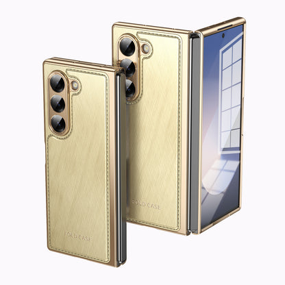 Samsung Fold series Leather Texture Gold-Plated Electroplated Folding Phone Case (Exclusive)