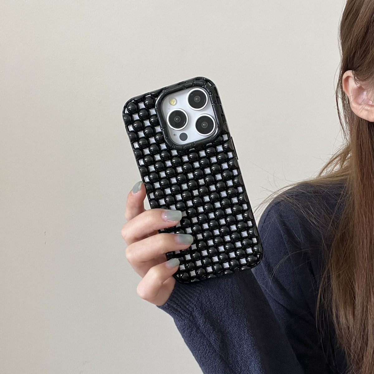 Apple Iphone Solid Color Pearl Creative Mobile Phone Case (Exclusive)